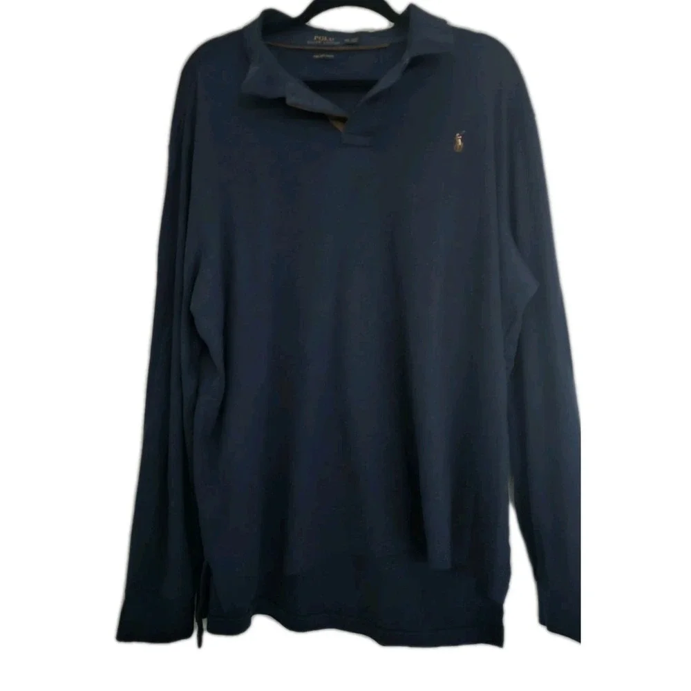 Polo Ralph Lauren Pima Soft Touch Cotton Polo Shirt Long‎ Sleeve Blue SZ XXL
